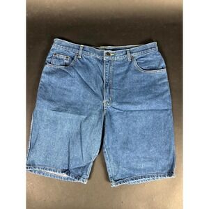 Y2K VTG Bugle Boy Shorts Men 36 Blue Denim Cotton 5-Pocket Medium Wash 9" Inseam